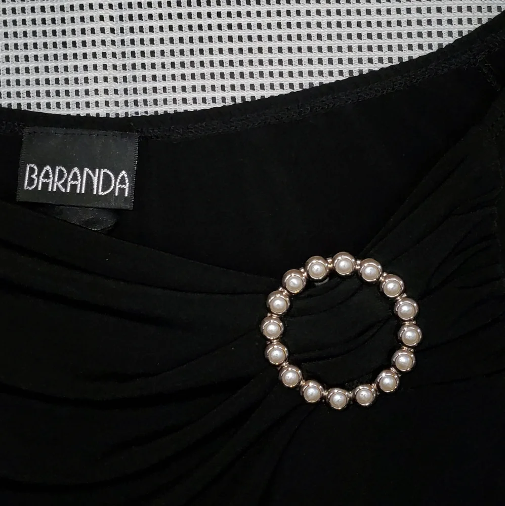 EUC Baranda Cowl Neck Blouse With Brooch - Picture 2 of 5